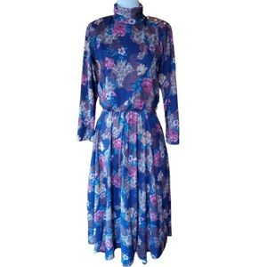 1980s Stuart Alan Floral Career Dress‎